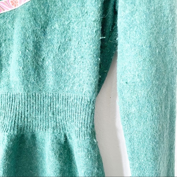 HWR Anthropologie Ribbon Detailed Cardigan Sweater in Vibrant Emerald Green - Picture 4 of 5